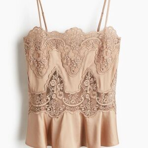 H&M Edition Lace Detail Camisole in Tan Small
